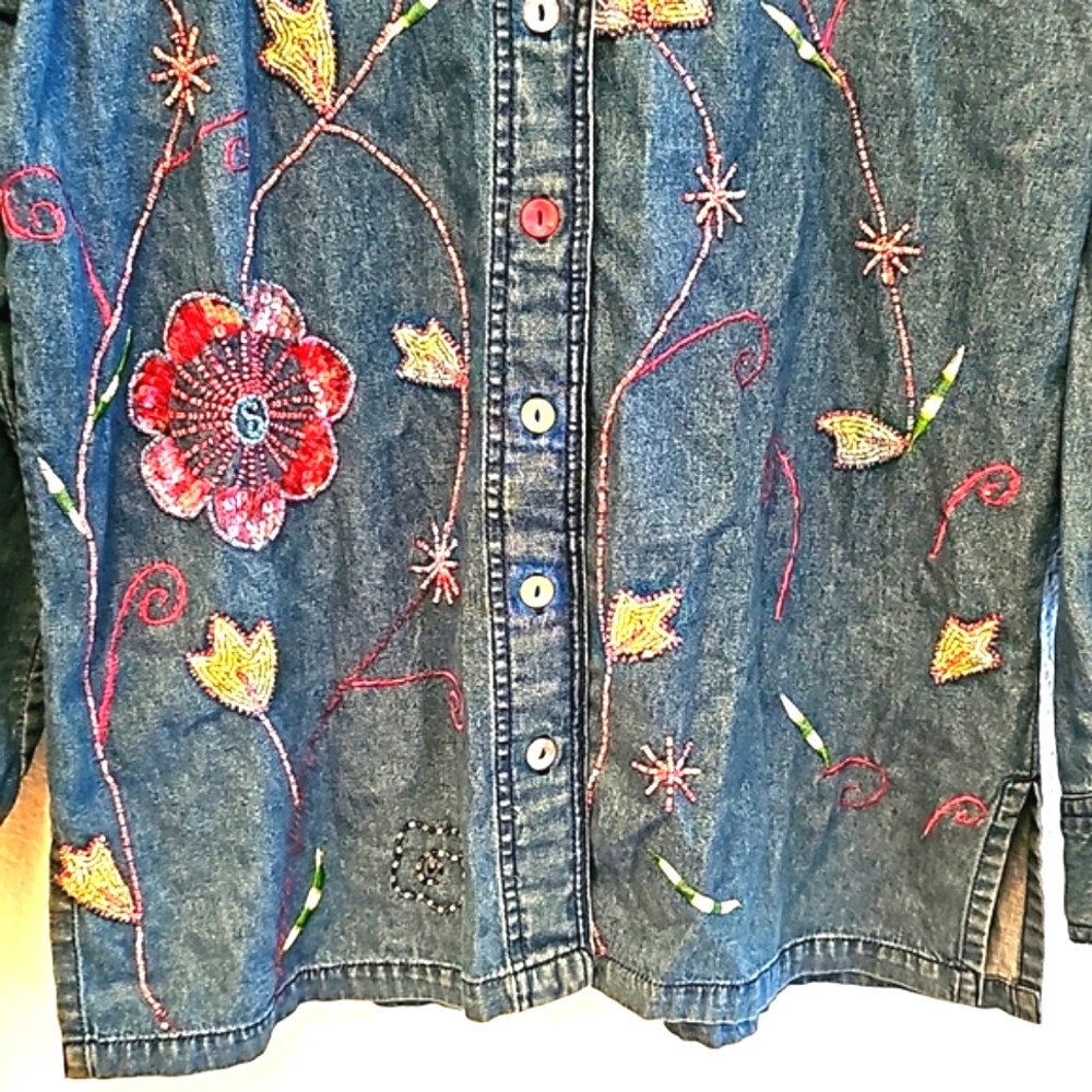 Beaded Button Down Shacket - image 7
